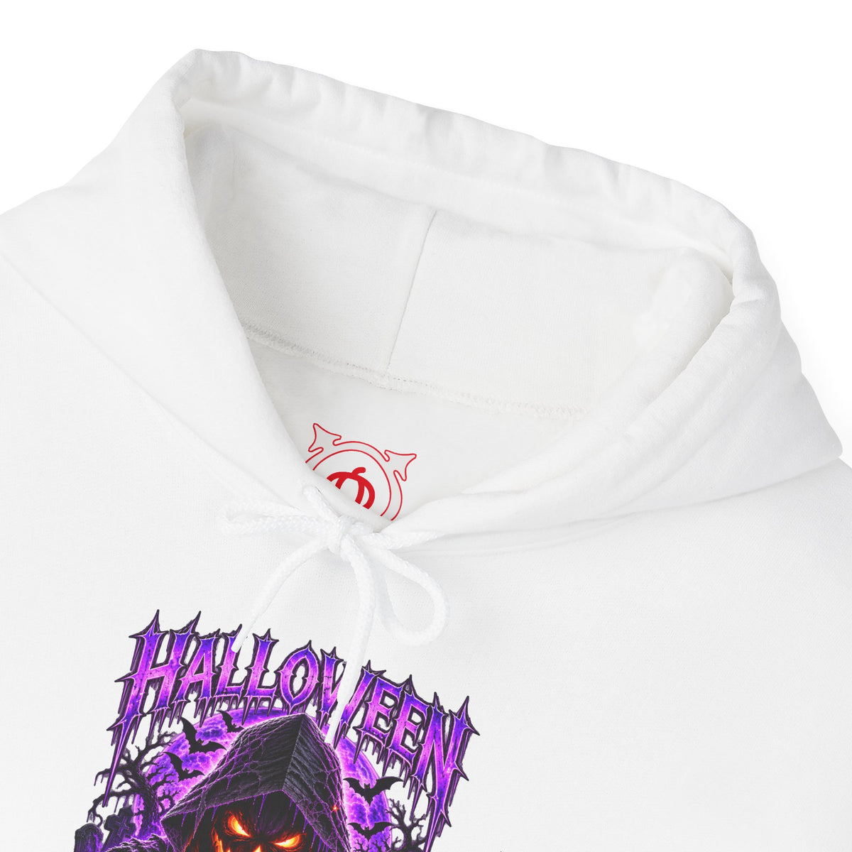 Fear the Night Pumpkin Hoodie in White — front view