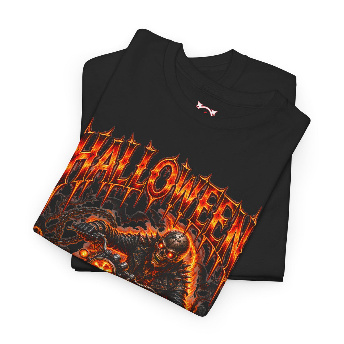 Ride or Die Skeleton Biker T-Shirt in Black — folded view