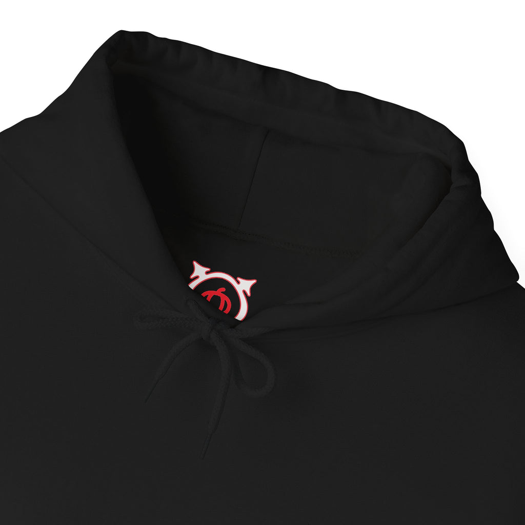 You Are Next Creepy Smiley Hoodie in Black — front view