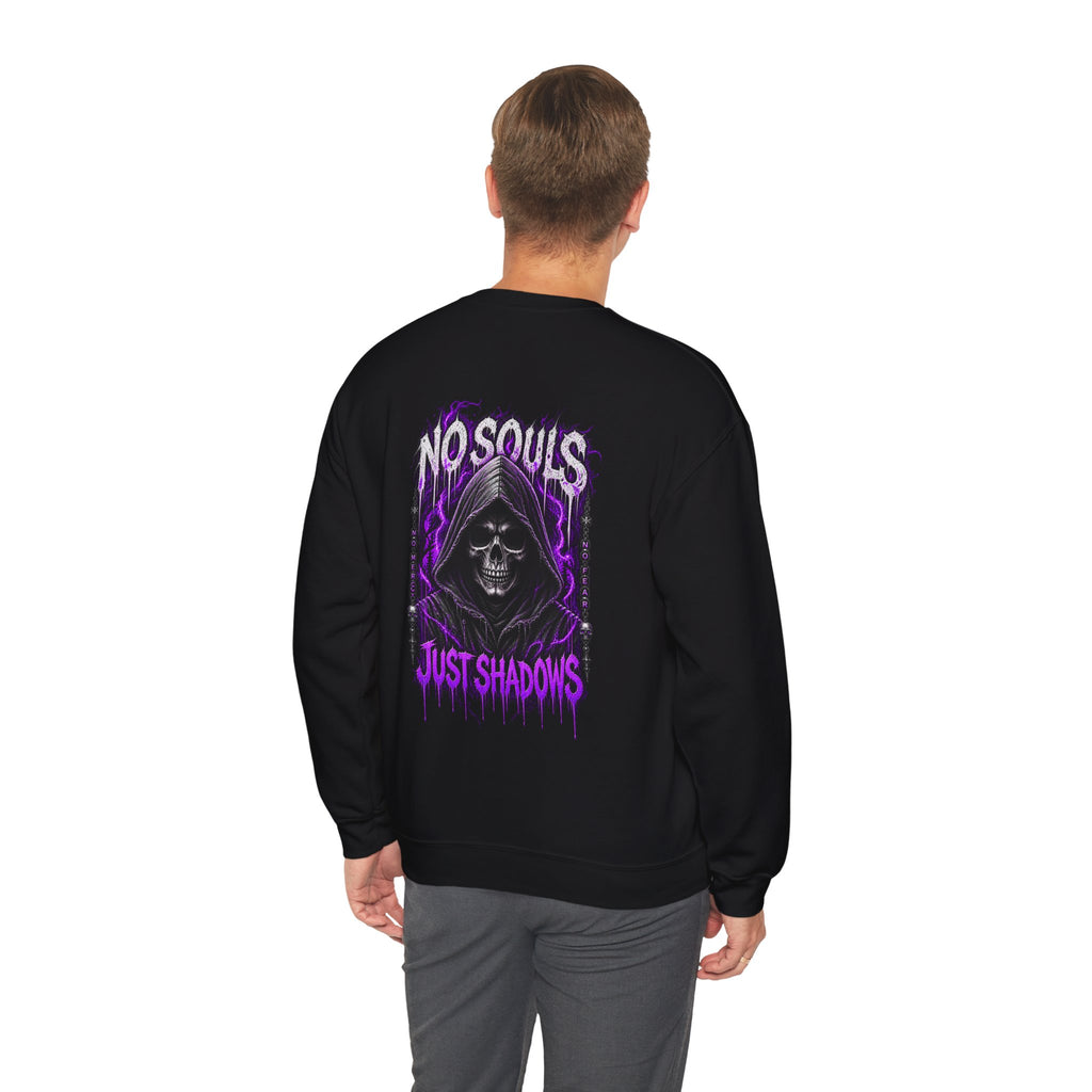 No Souls Just Shadows Grim Reaper Sweatshirt in Black — model view