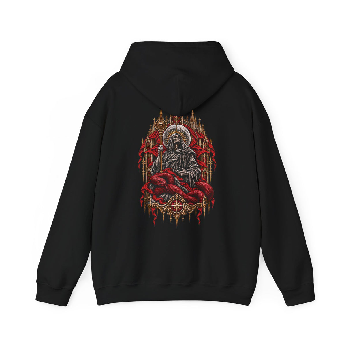 Reaper Hoodie in Black — back view