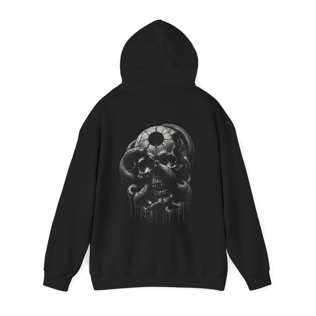 Eclipse Serpent Skull Hoodie in Black — back view