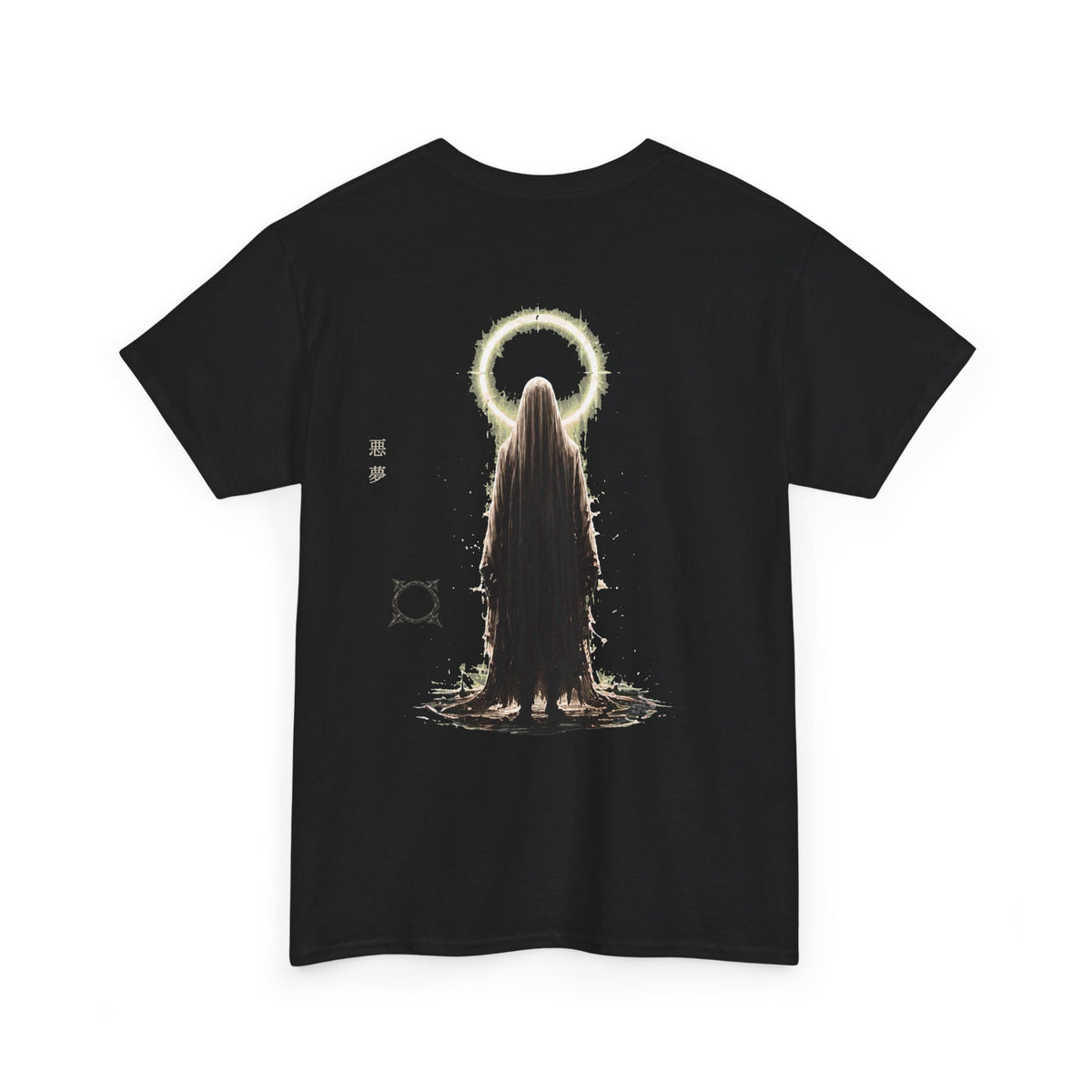 Pale Halo Ghost T-Shirt in Black — back view