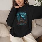 Midnight Manor Haunted House Hoodie in Black — model view