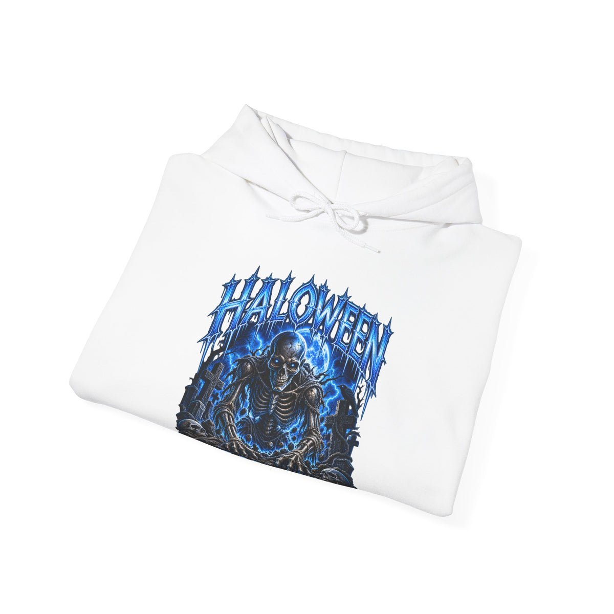 The Dead Walk Skeleton Hoodie in White — folded view