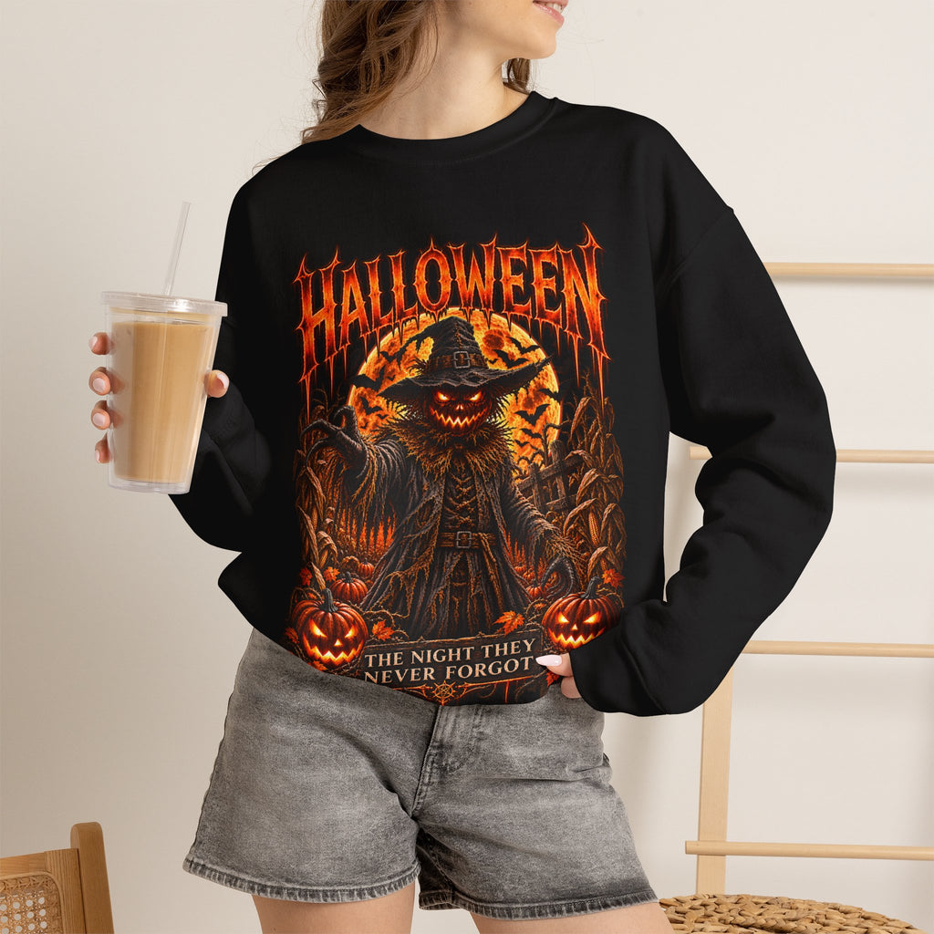Never Forgotten Scarecrow Sweatshirt in Black — model view