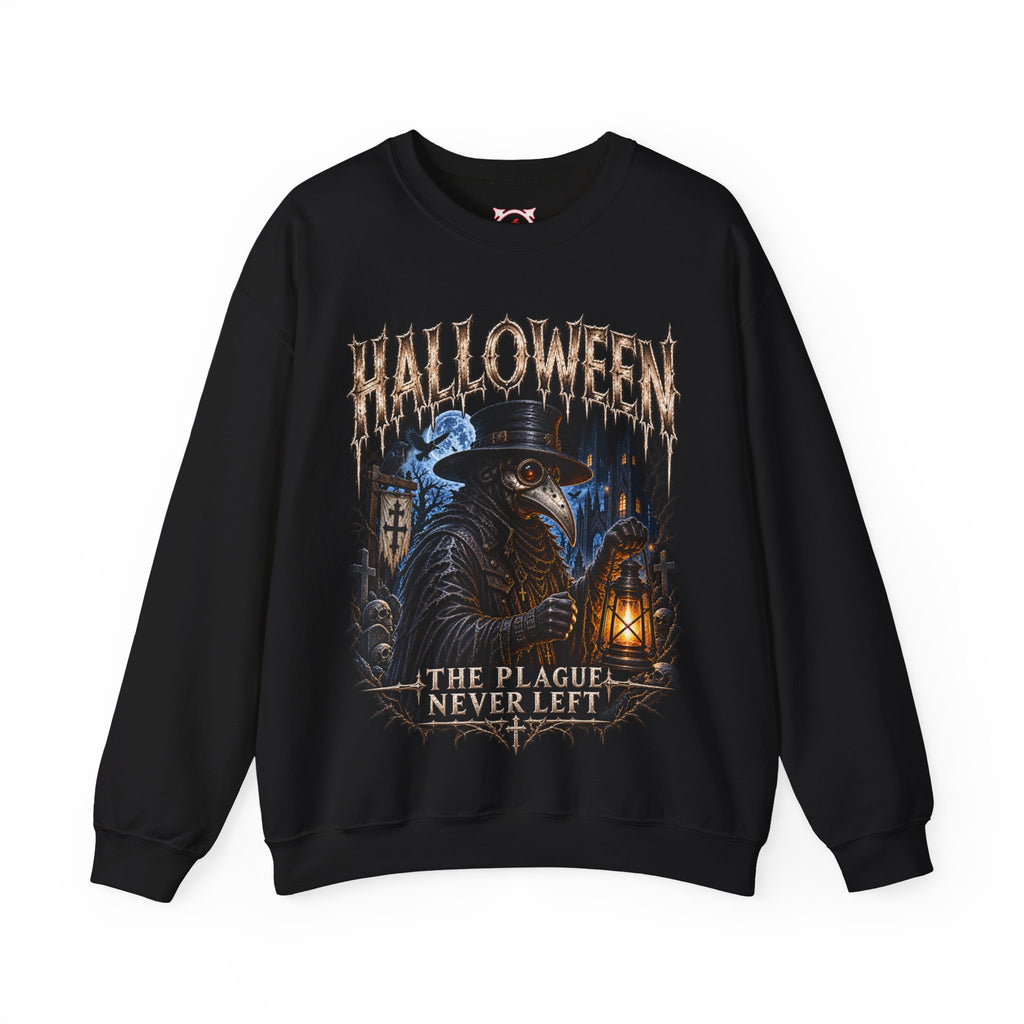 Plague Watch Plague Doctor Sweatshirt in Black — front view
