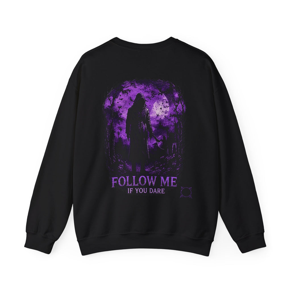 Follow Me Grim Reaper Sweatshirt in Black — back view