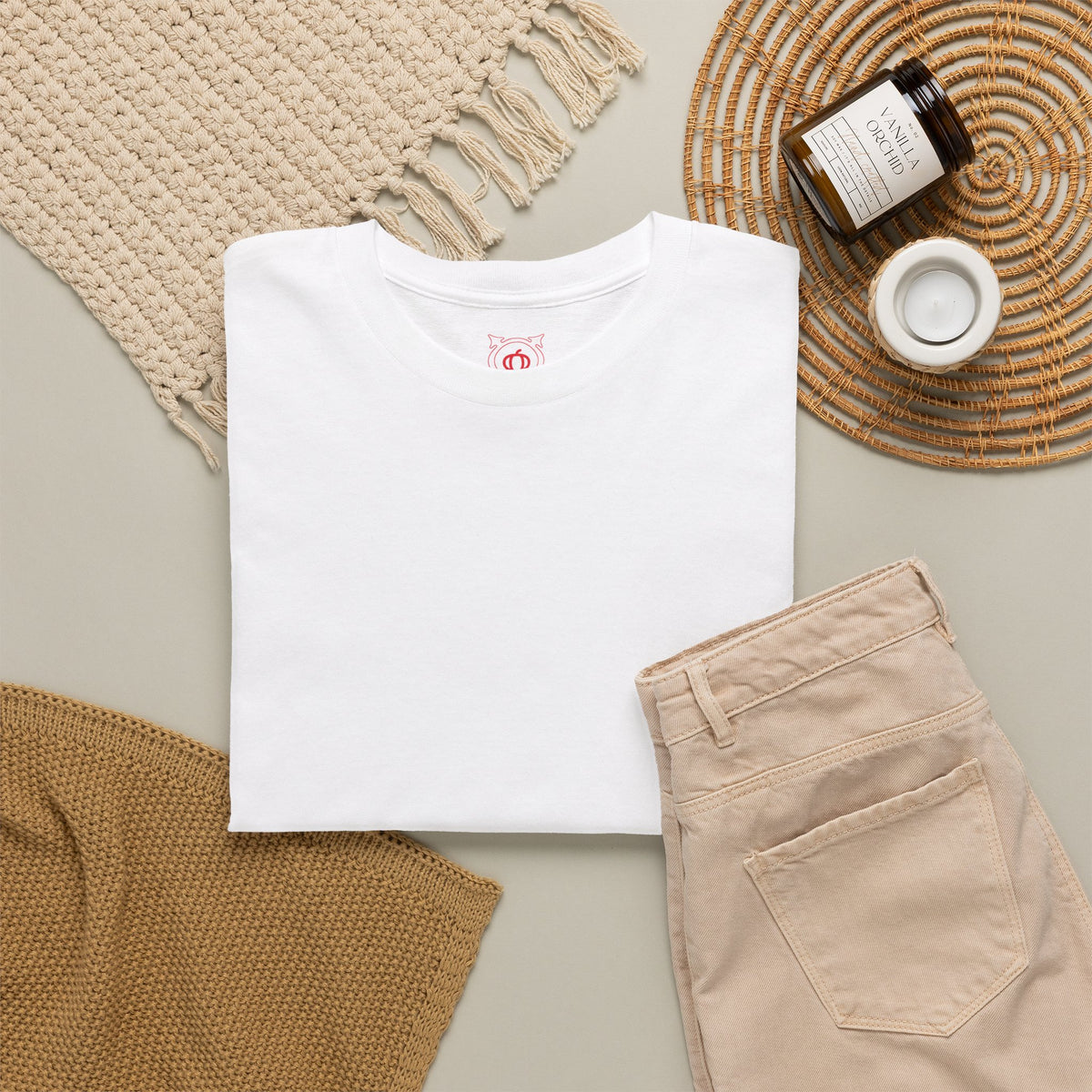 Pale Remains Skull T-Shirt in White — folded view