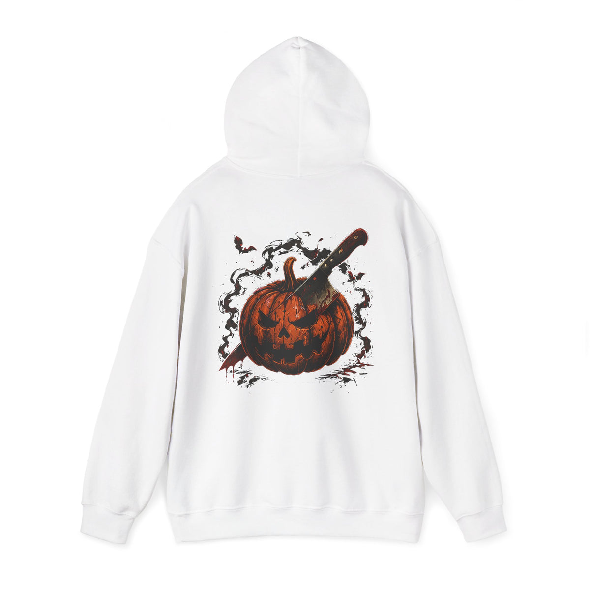 Carve Your Destiny Pumpkin Hoodie in White — back view