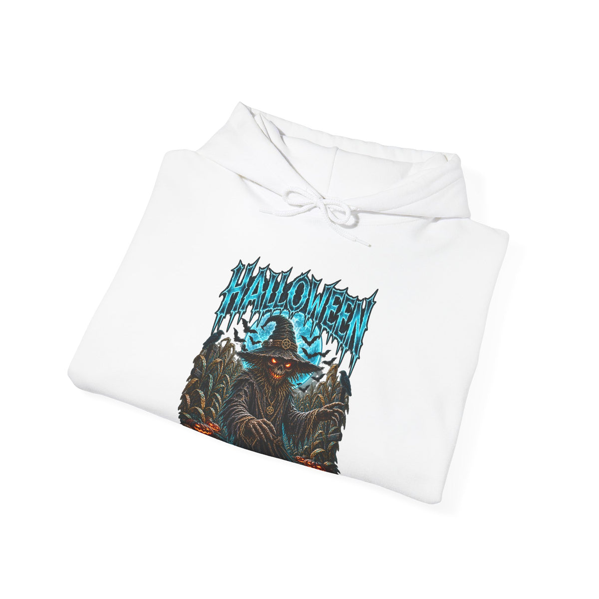 The Fields Are Watching Scarecrow Hoodie in White — folded view