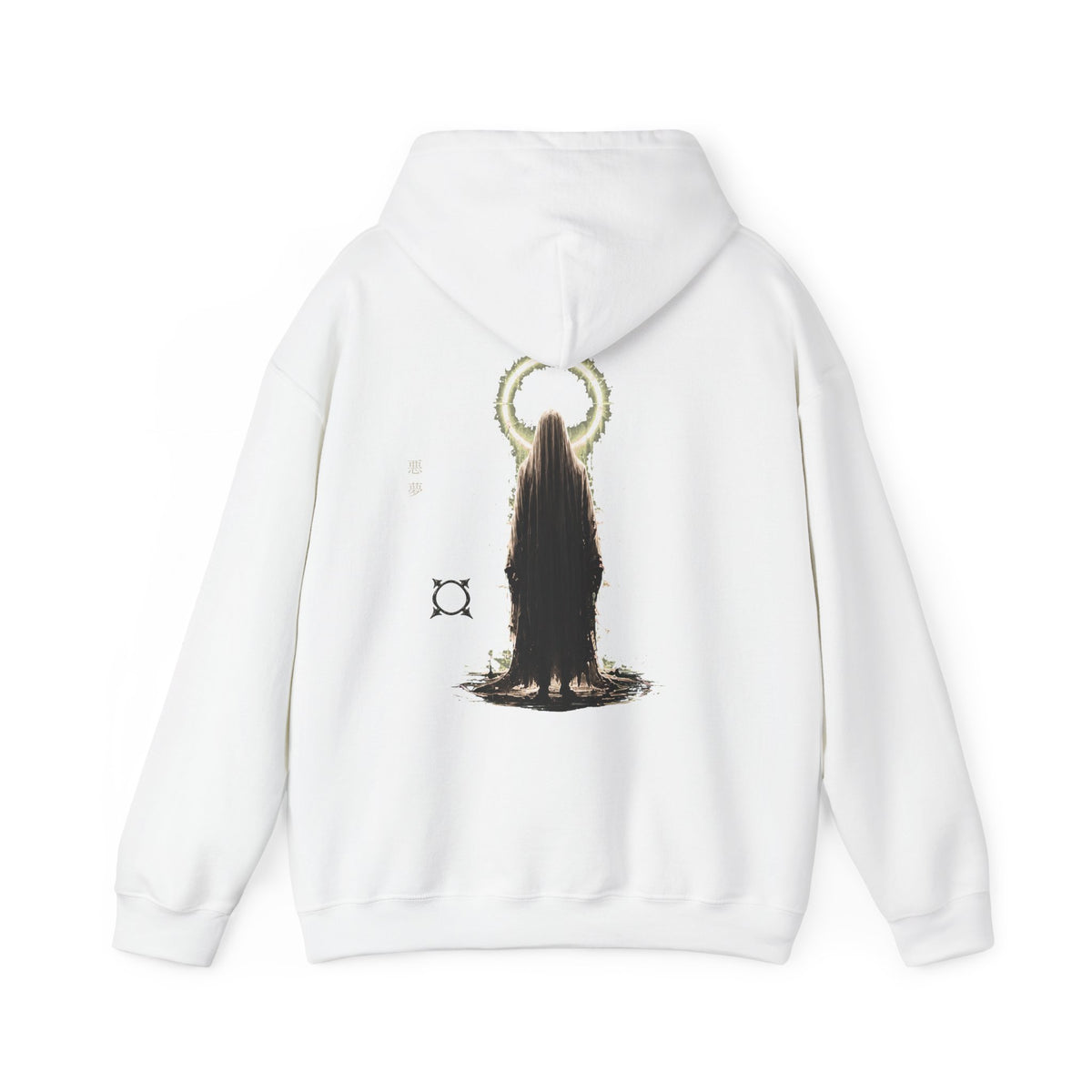 Pale Halo Ghost Hoodie in White — back view