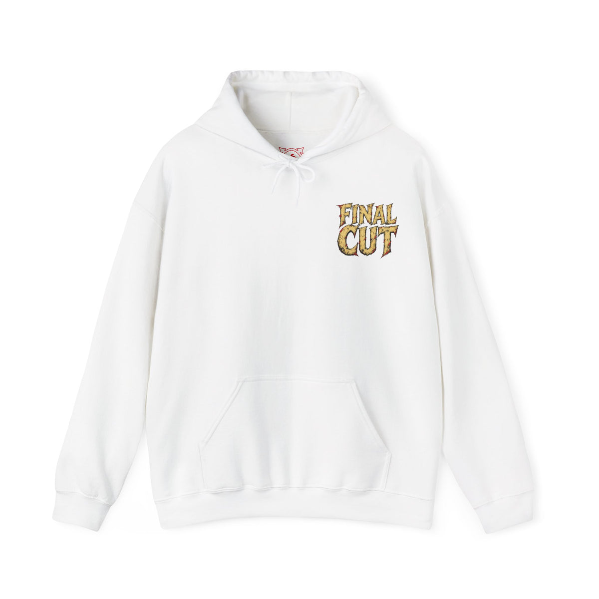 Final Cut Horror Mask Hoodie in White — front view