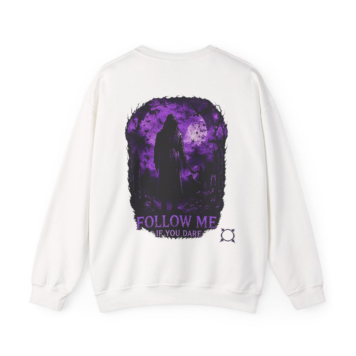 Follow Me Grim Reaper Sweatshirt in White — back view