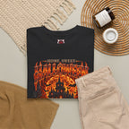 Home Sweet Halloween Haunted House T-Shirt in Black — folded view