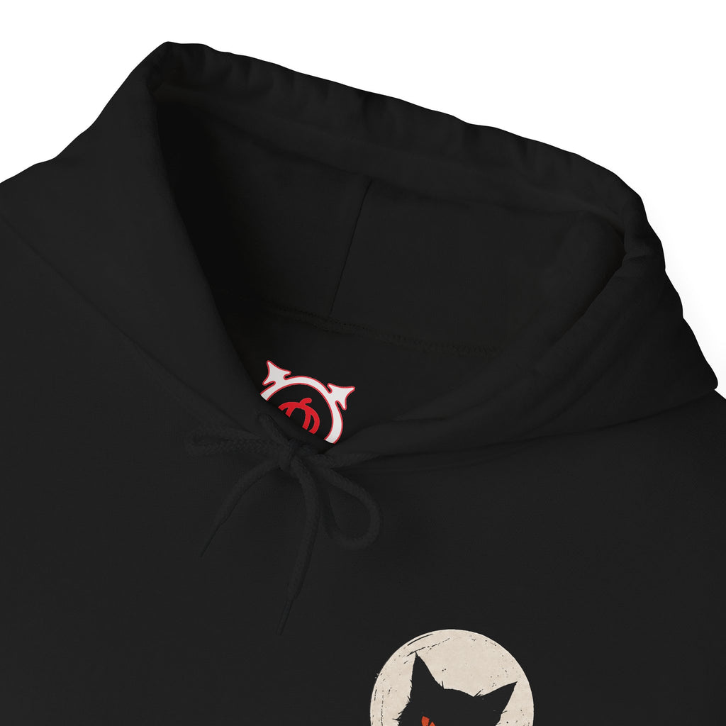 Black Cat Moon Hoodie in Black — front view