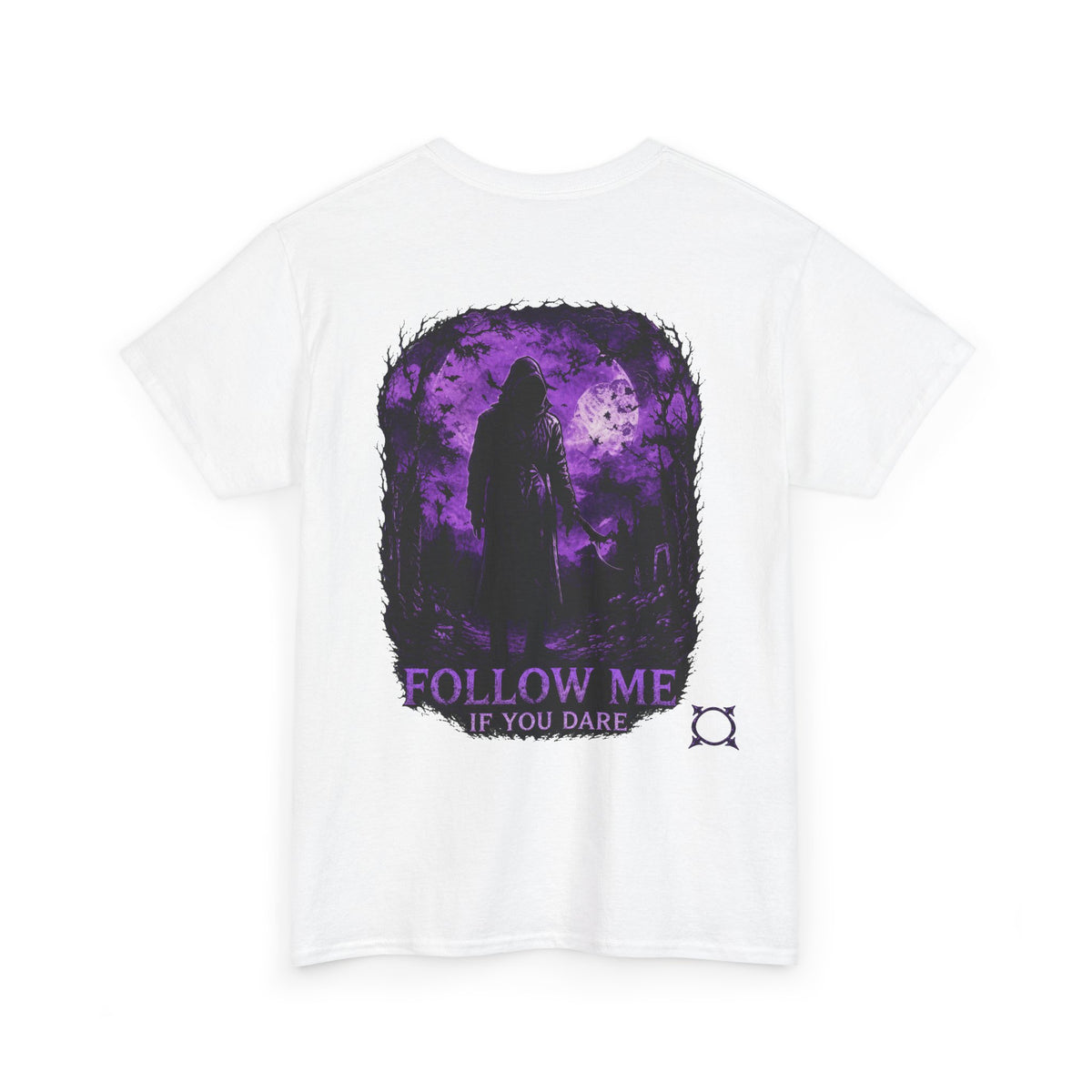 Follow Me Grim Reaper T-Shirt in White — back view