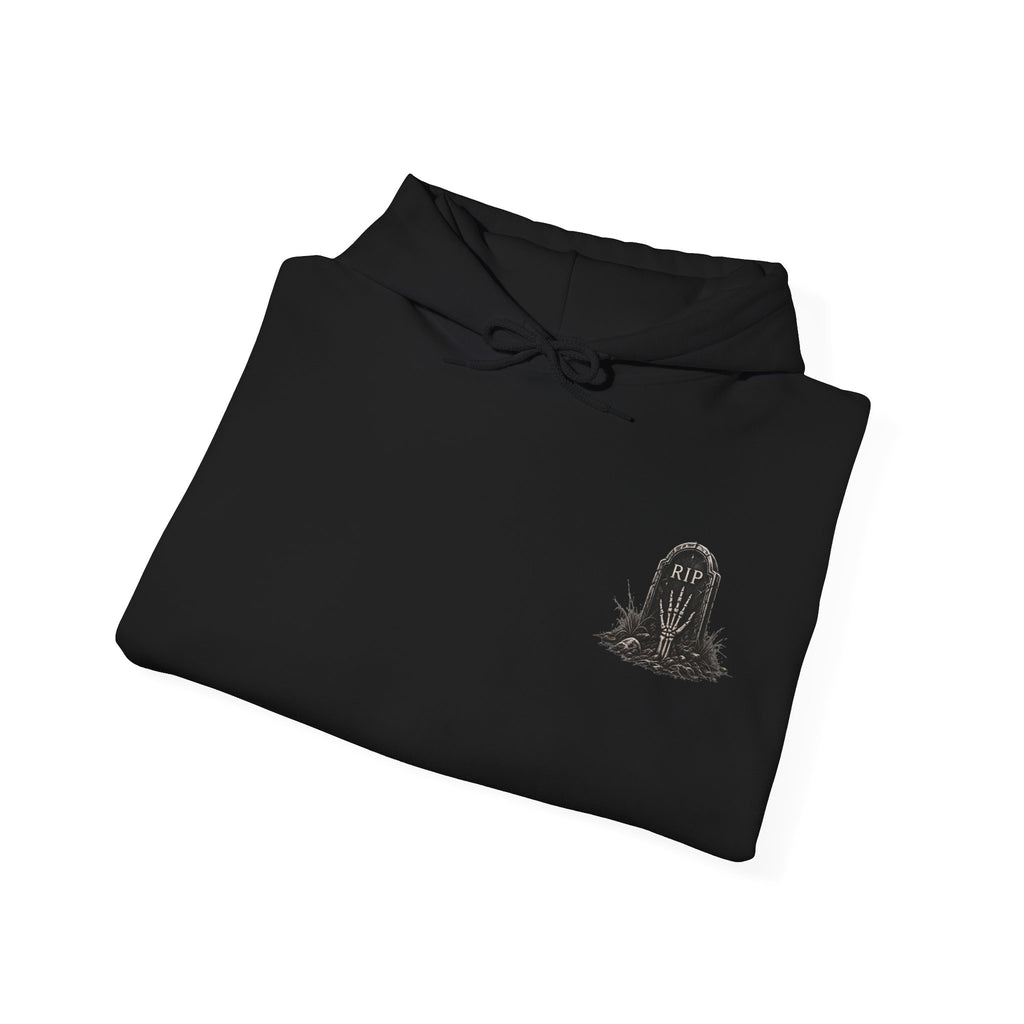 RIP Tombstone Hoodie in Black — folded view