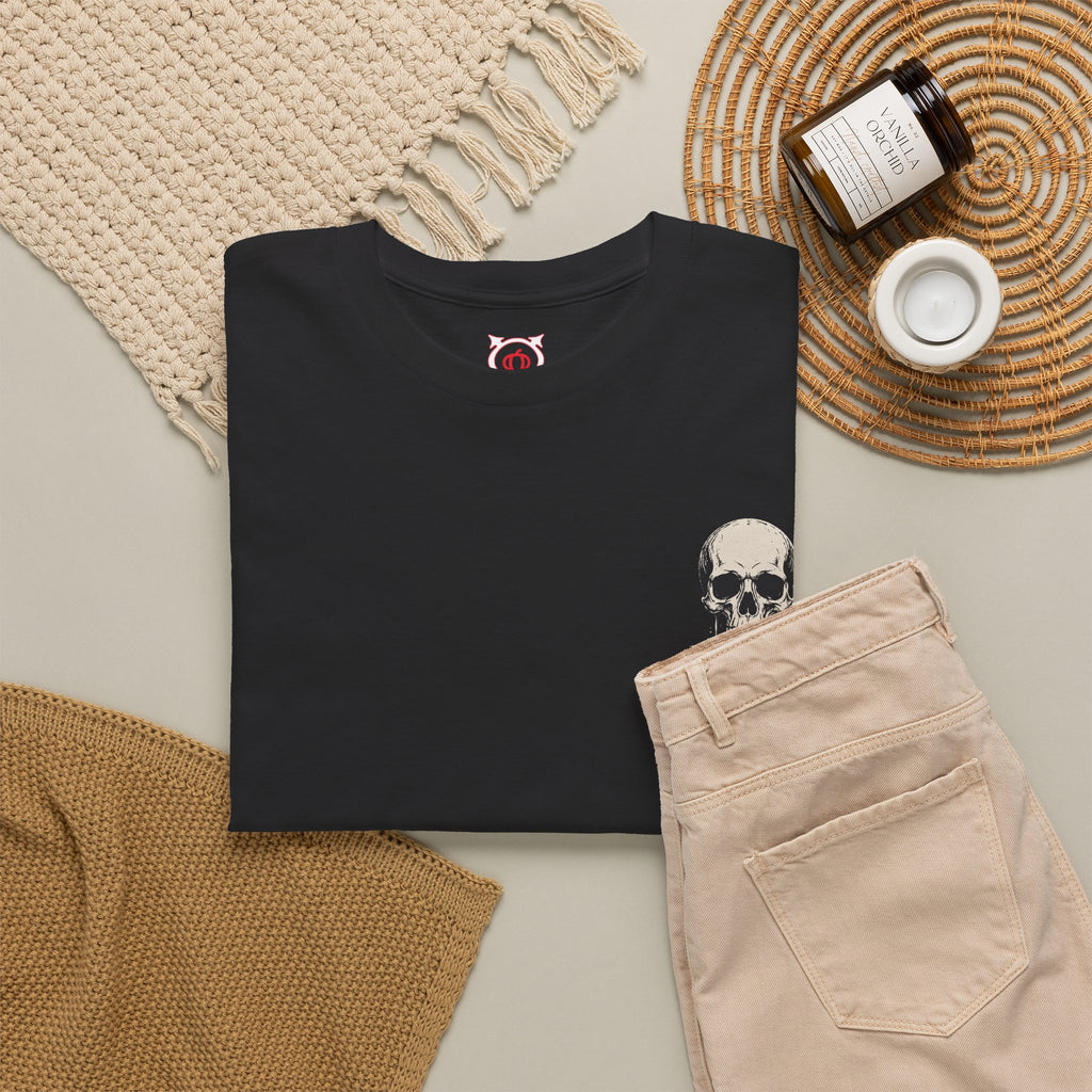 Dripping Skull T-Shirt in Black — folded view