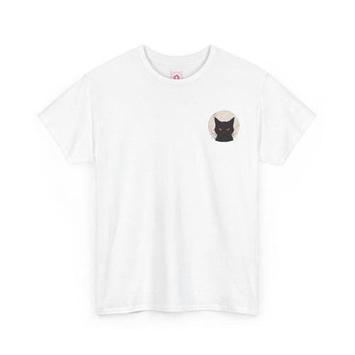 Black Cat Moon T-Shirt in White — front view