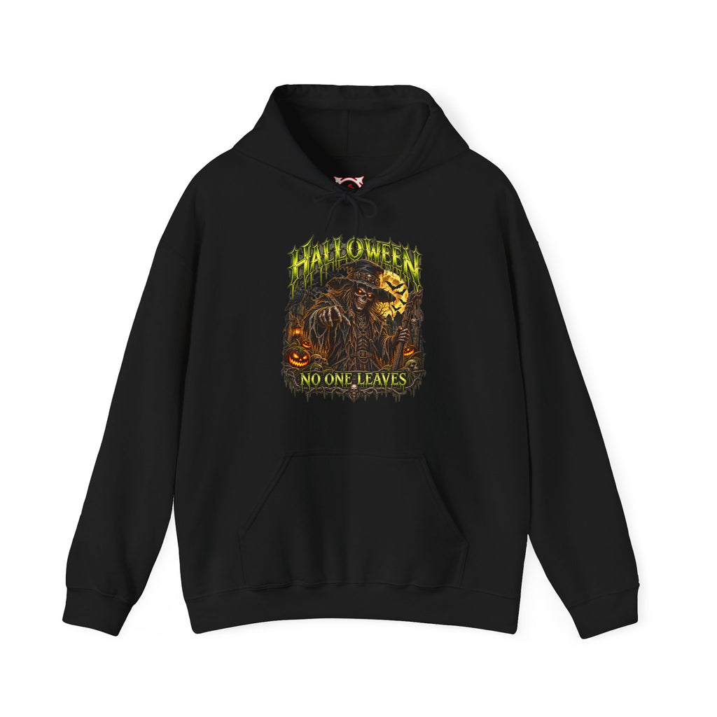 No One Leaves Scarecrow Hoodie in Black — front view