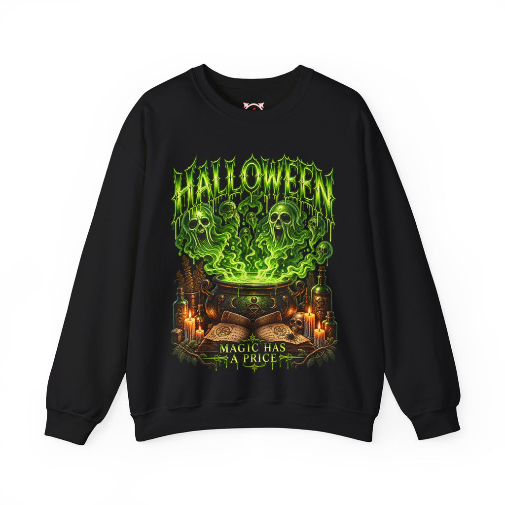 Magic Has a Price Cauldron Sweatshirt in Black — front view