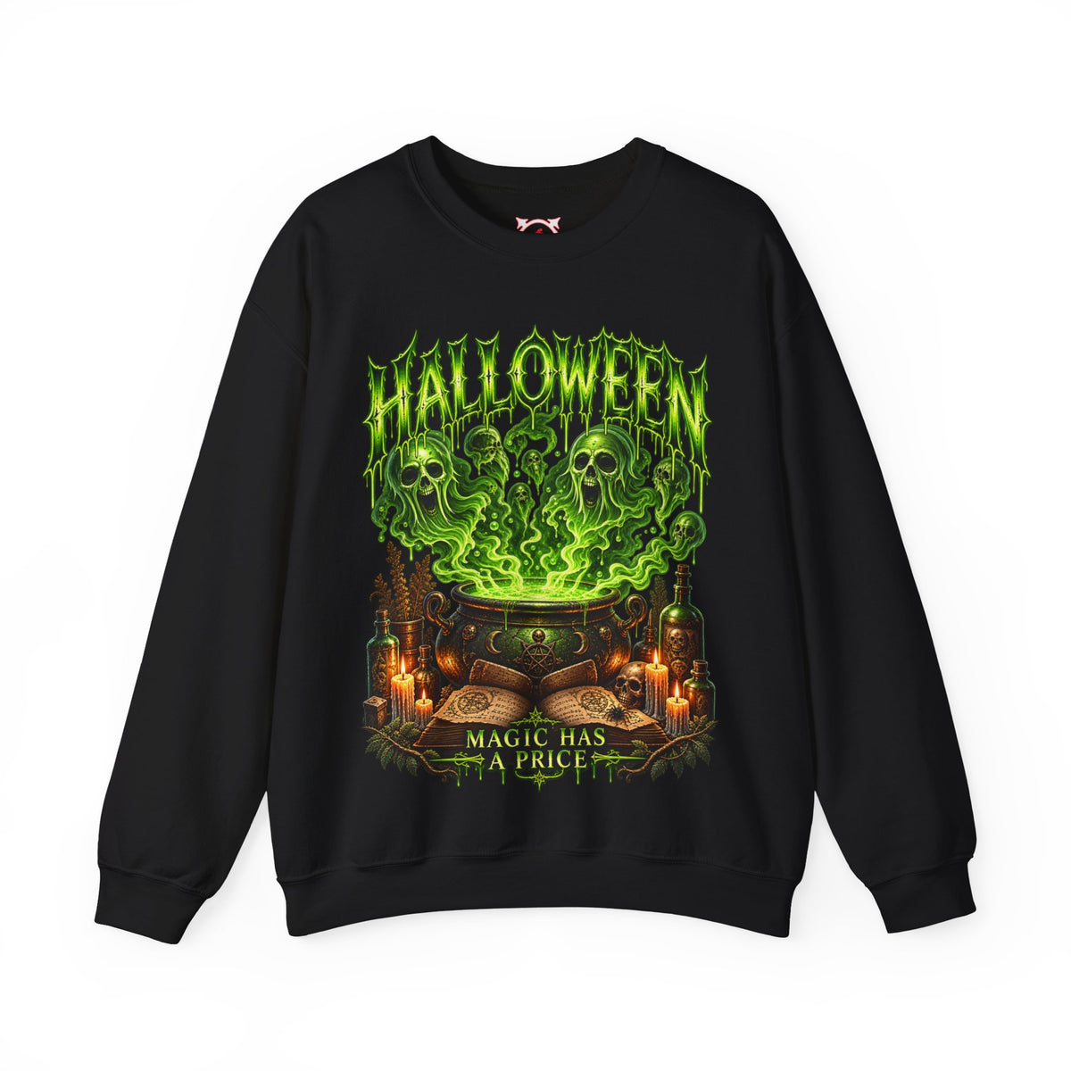 Magic Has a Price Cauldron Sweatshirt in Black — front view