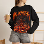 Carved by Fear Pumpkin Sweatshirt in Black — model view