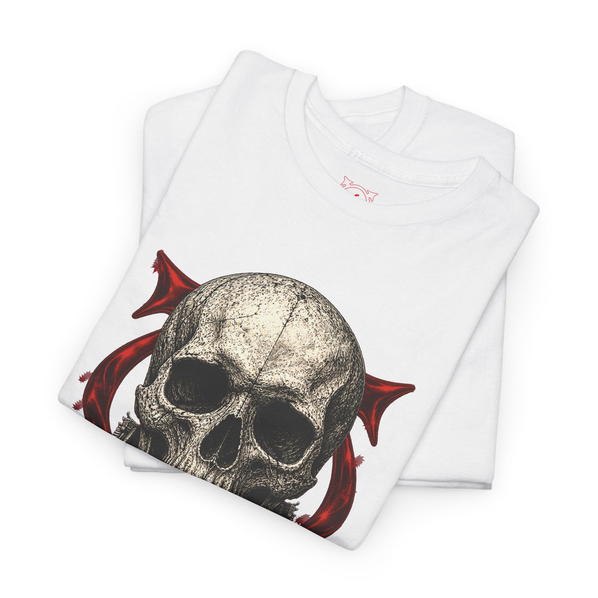 Skull Temple T-Shirt in White — folded view