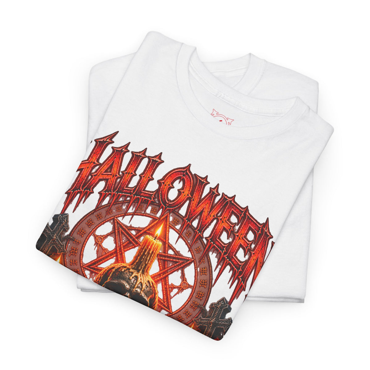 Worship the Dark Occult T-Shirt in White — folded view