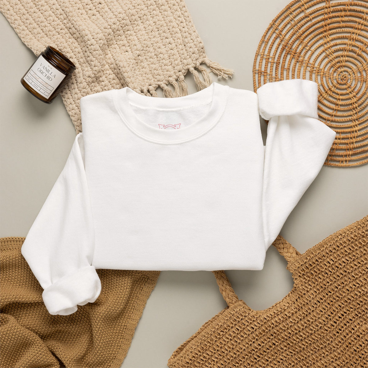 Haunted Ghost Sweatshirt in White — folded view