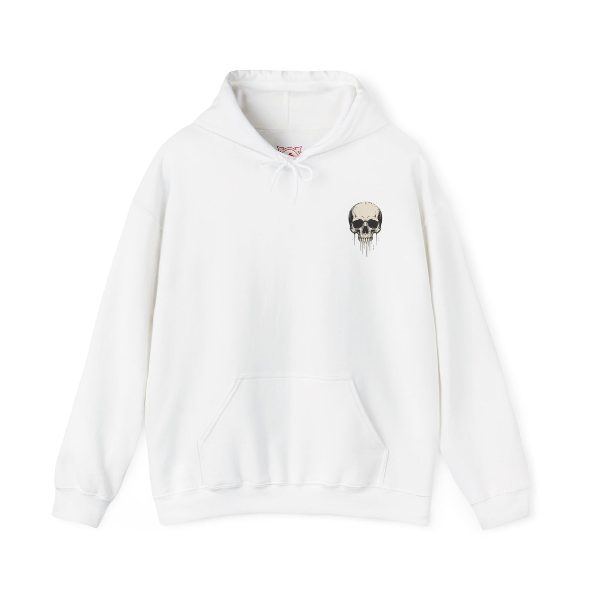 Dripping Skull Hoodie in White — front view