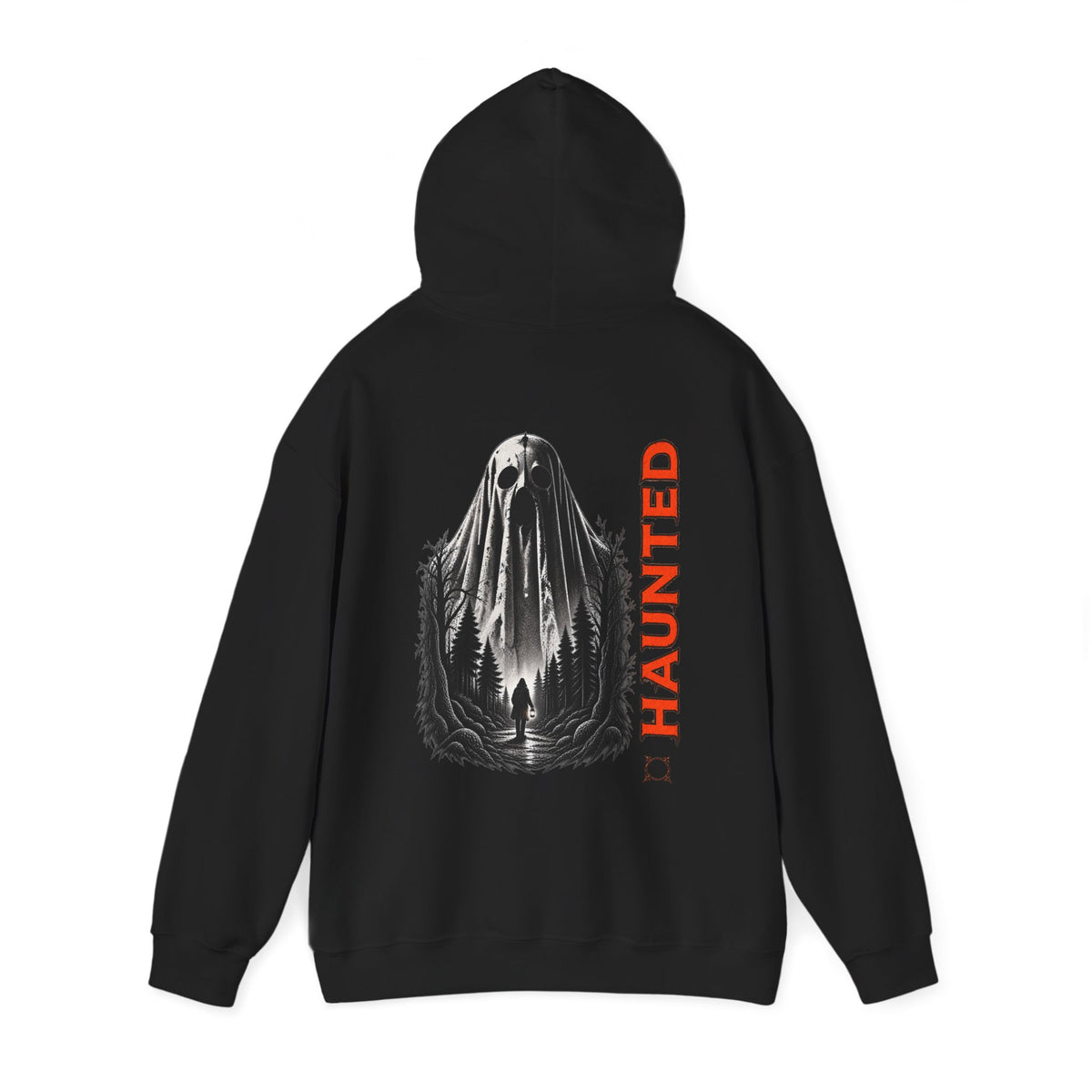 Haunted Ghost Hoodie in Black — back view