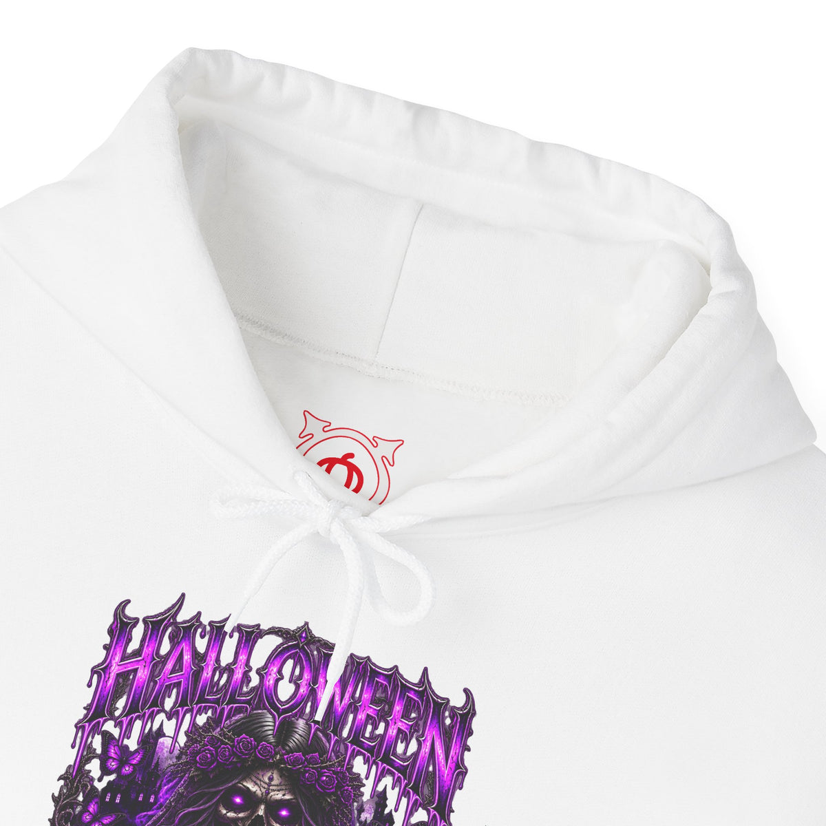 Beautiful Deception Skeleton Hoodie in White — front view