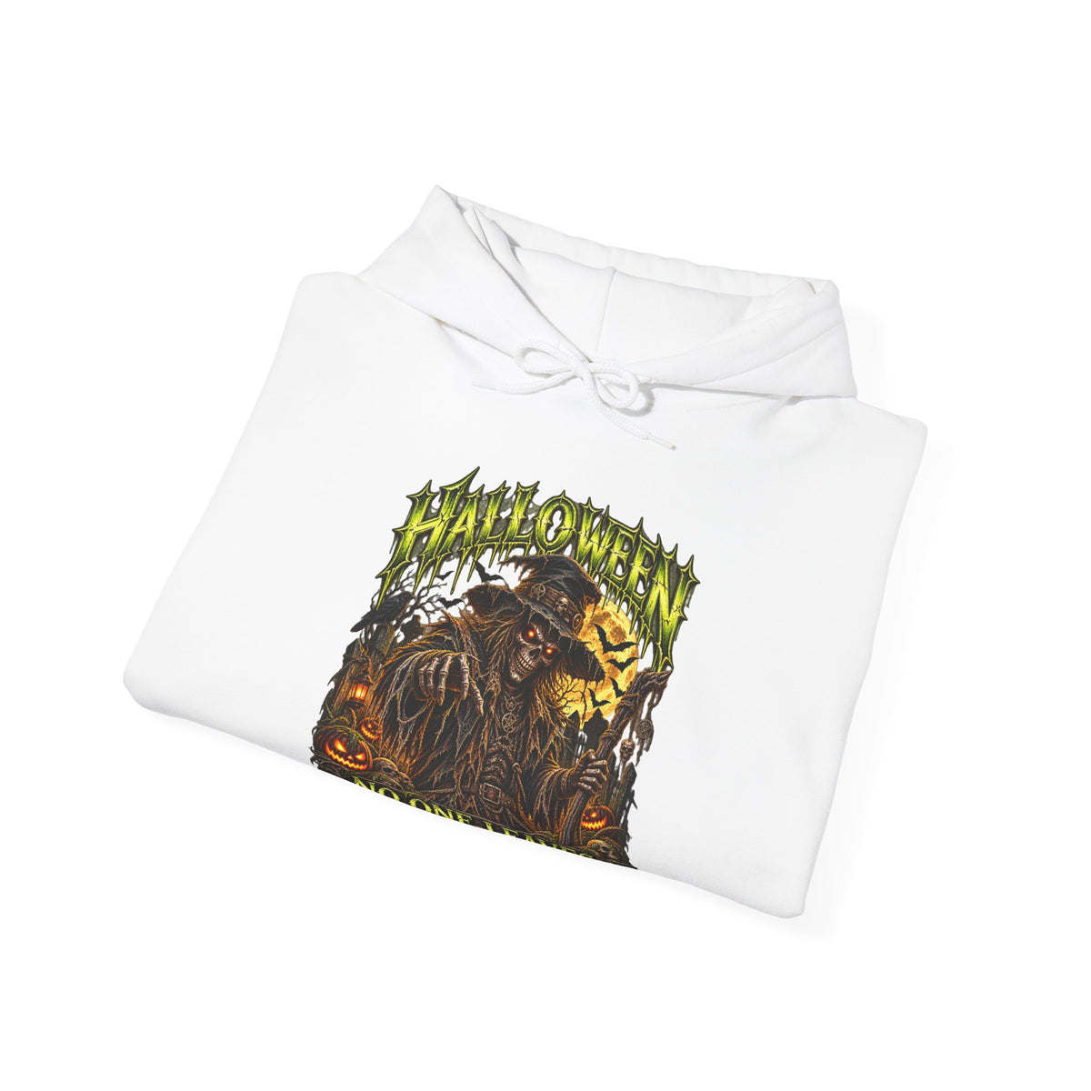 No One Leaves Scarecrow Hoodie in White — folded view