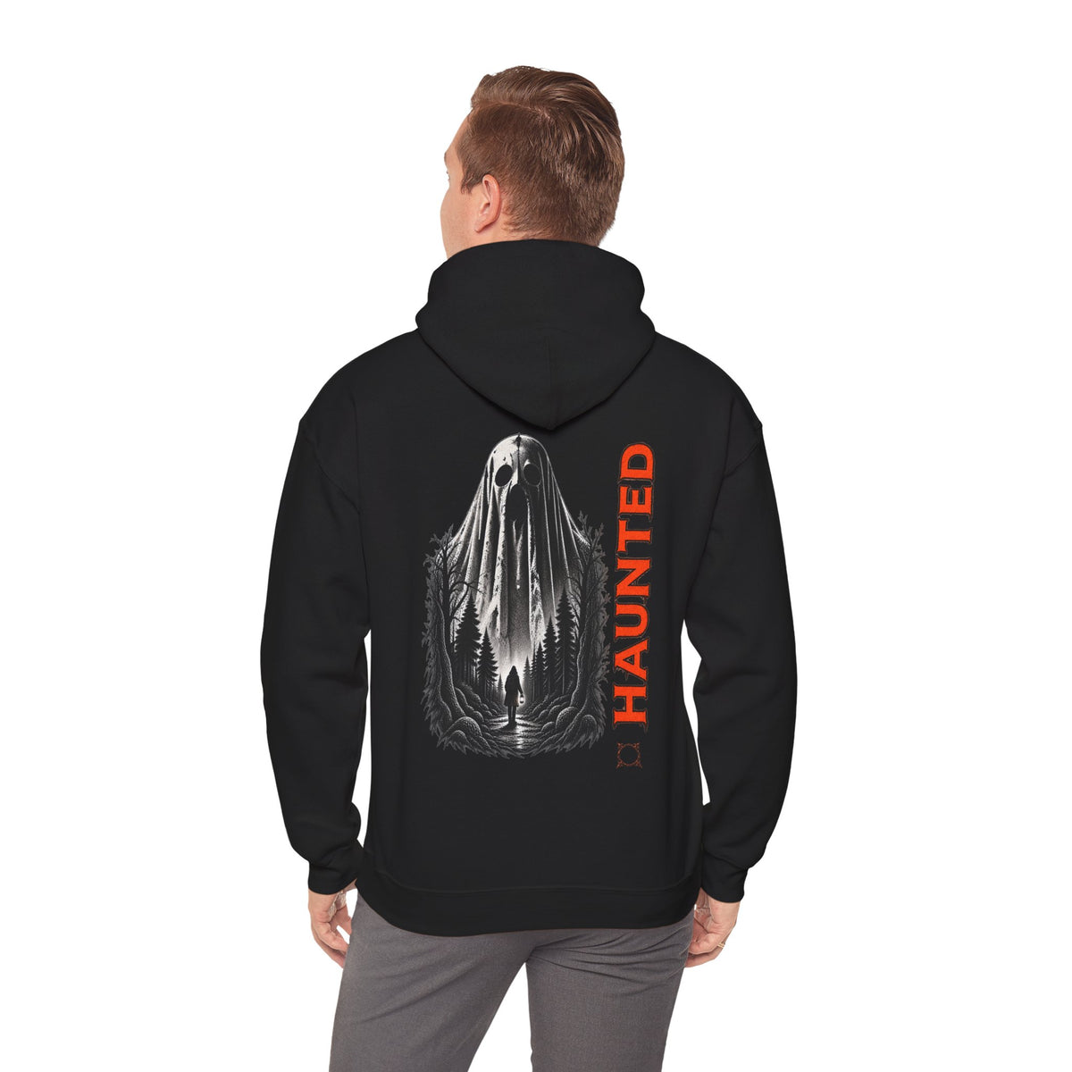 Haunted Ghost Hoodie in Black — model view
