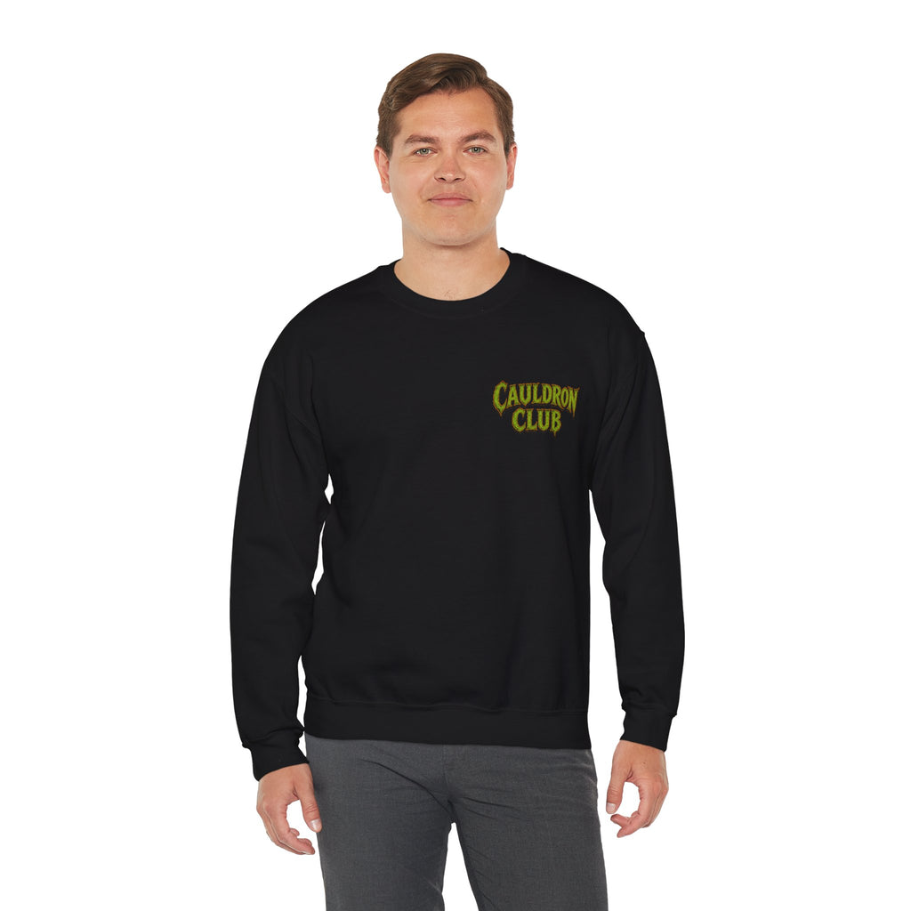 Cauldron Club Black Cat Sweatshirt in Black — model view