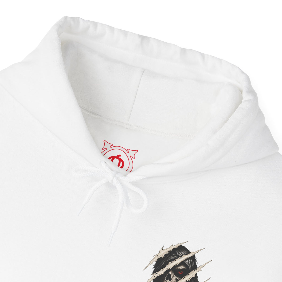 Beneath the Surface Skull Hoodie in White — front view