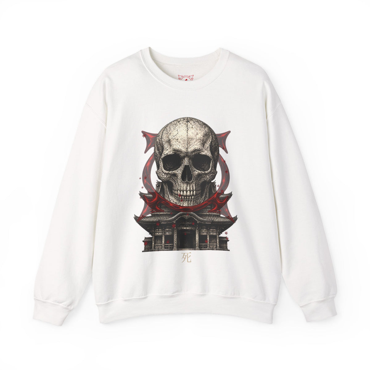 Skull Temple Sweatshirt in White — front view