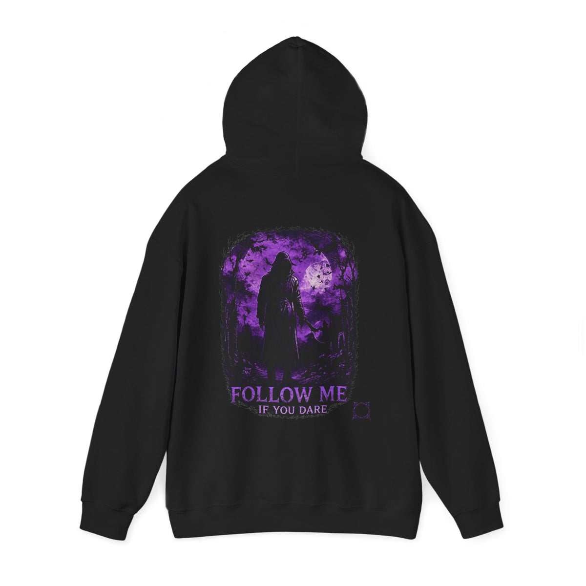 Follow Me Grim Reaper Hoodie in Black — back view