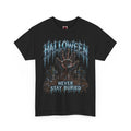 Never Stay Buried Zombie Hand T-Shirt in Black — front view