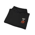 Trick or Die Halloween Hoodie in Black — folded view