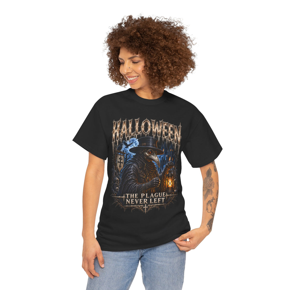 Plague Watch Plague Doctor T-Shirt in Black — model view