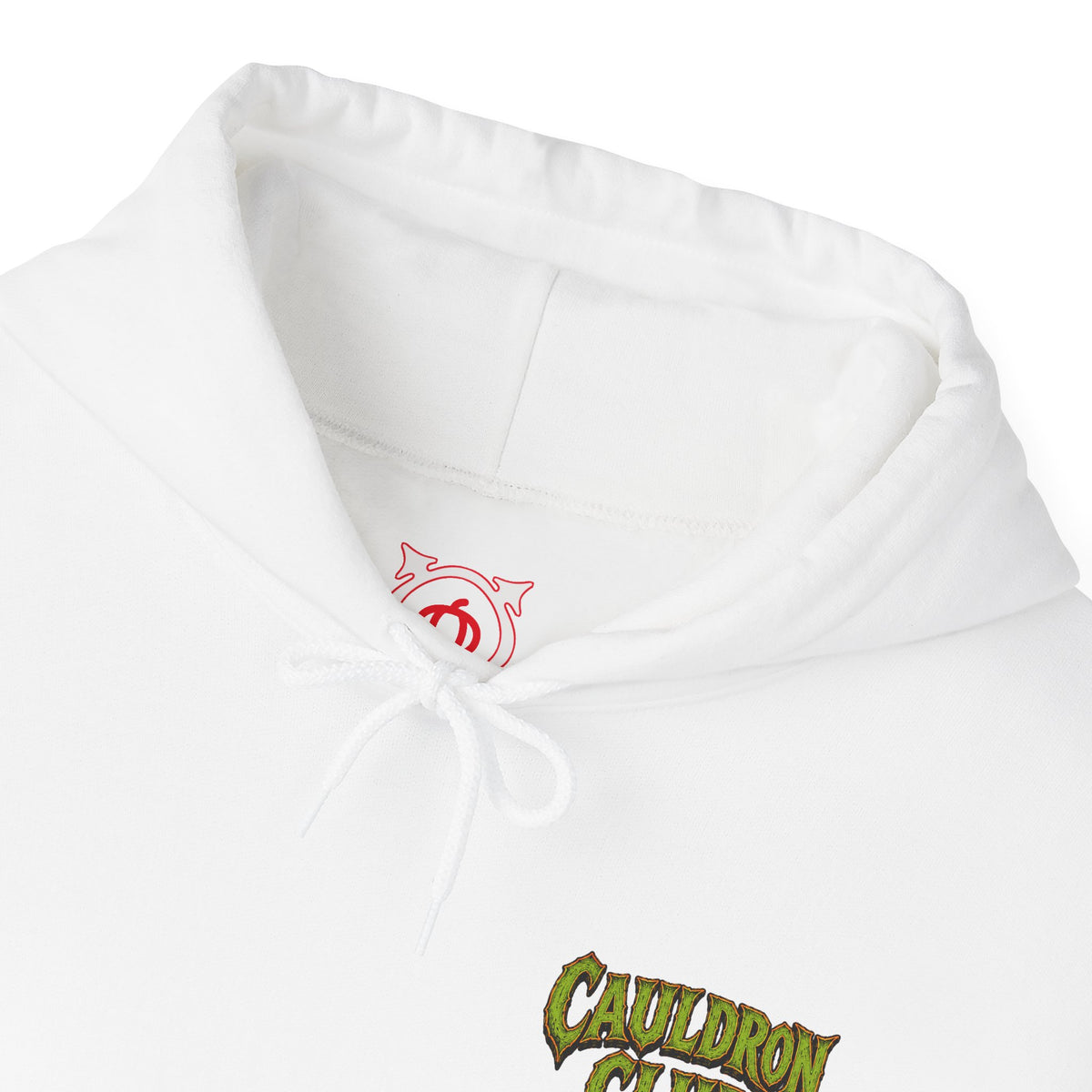 Cauldron Club Black Cat Hoodie in White — front view