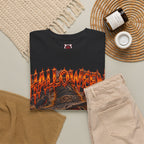 Trick or Treat Pumpkin Scarecrow T-Shirt in Black — folded view