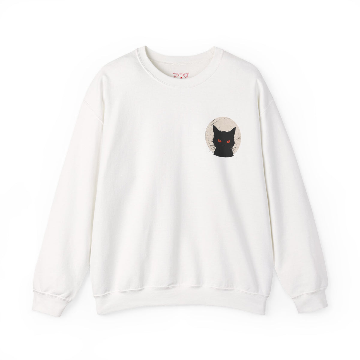 Black Cat Moon Sweatshirt in White — front view
