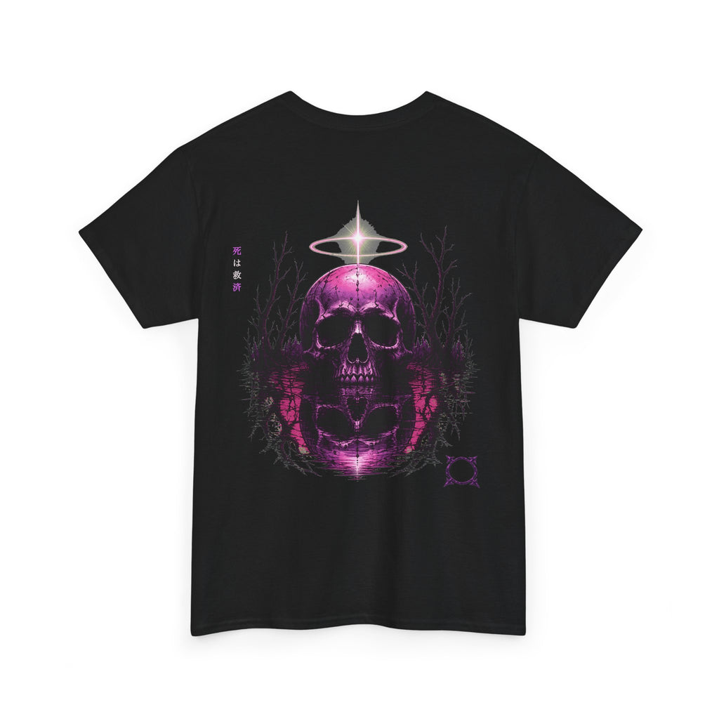 Death Is Salvation Skull T-Shirt in Black — back view
