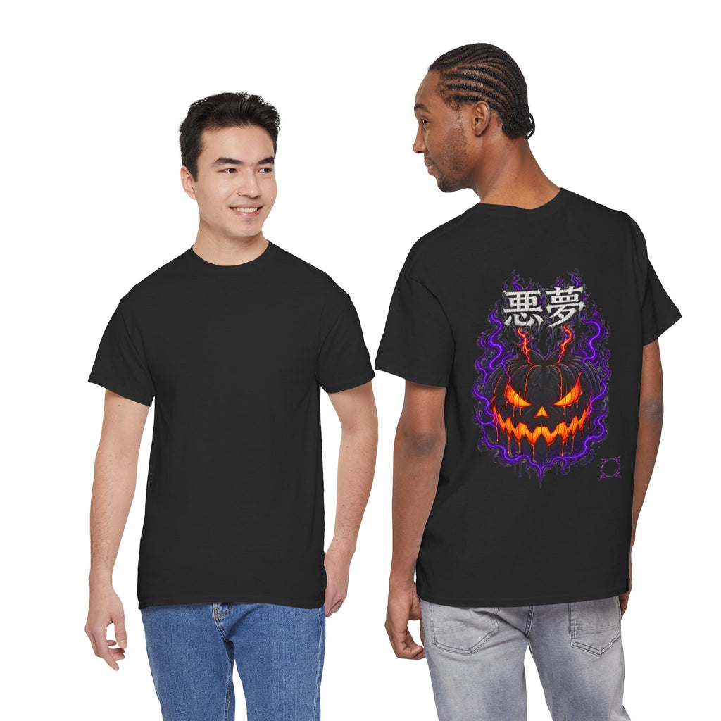 Nightmare Flame Pumpkin T-Shirt in Black — model view