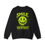 You Are Next Creepy Smiley Sweatshirt in Black — back view