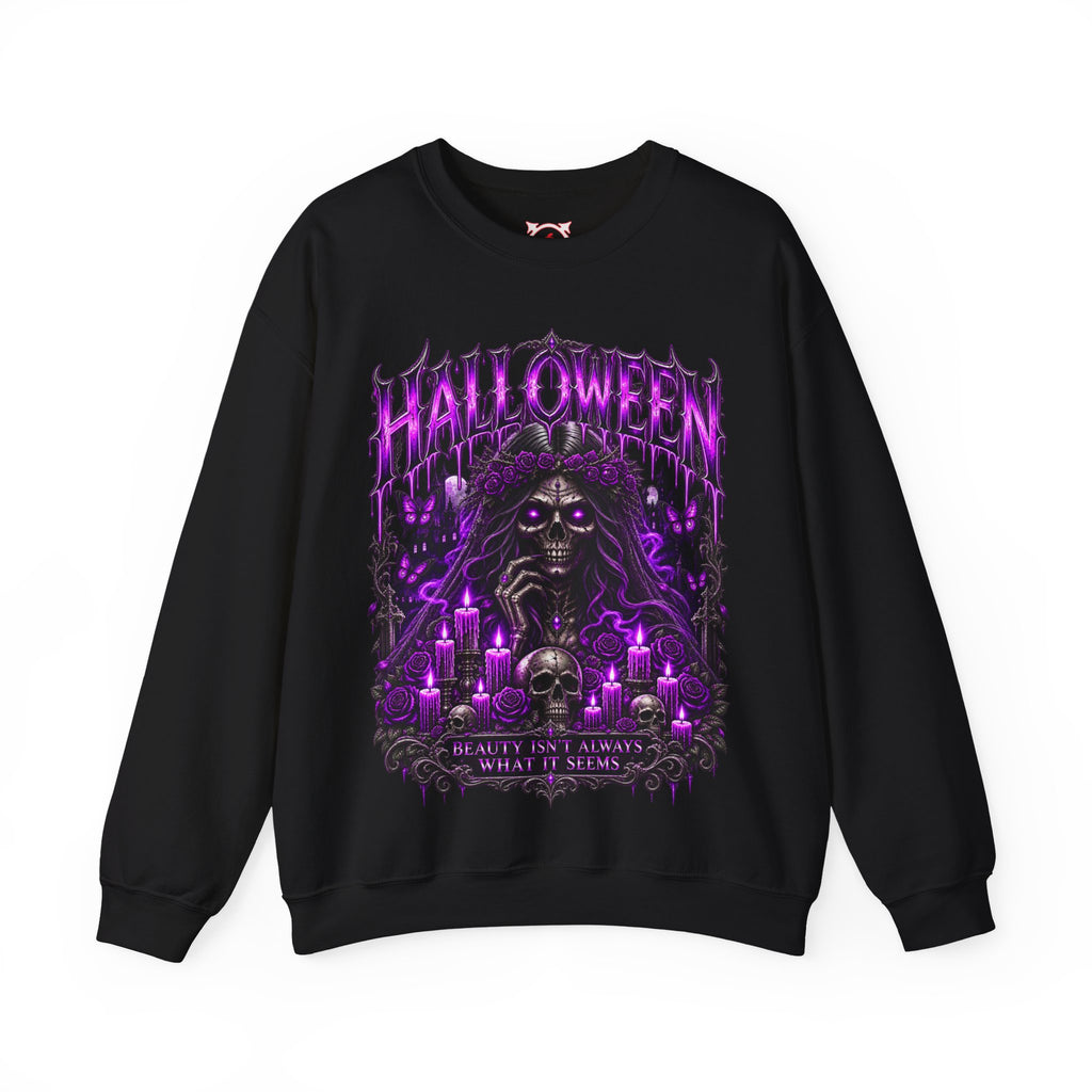 Beautiful Deception Skeleton Sweatshirt in Black — front view
